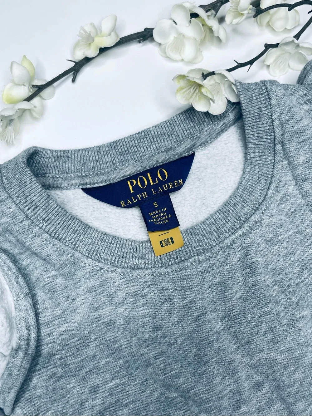 Polo by Ralph Lauren Light Gray Ruffle Shoulder Sweatshirt